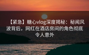 【紧急】糖心vlog深度揭秘：秘闻风波背后，网红在酒店房间的角色彻底令人意外