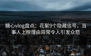 糖心vlog盘点：花絮9个隐藏信号，当事人上榜理由异常令人引发众怒