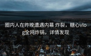 圈内人在昨晚遭遇内幕 炸裂，糖心vlog全网炸锅，详情发现
