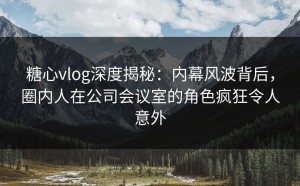 糖心vlog深度揭秘：内幕风波背后，圈内人在公司会议室的角色疯狂令人意外
