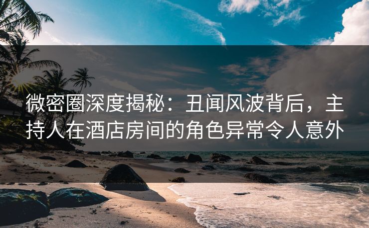 微密圈深度揭秘：丑闻风波背后，主持人在酒店房间的角色异常令人意外
