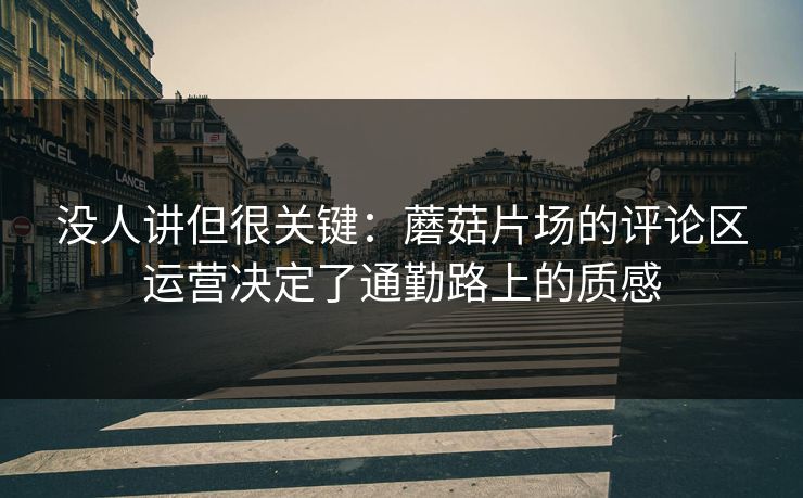 没人讲但很关键：蘑菇片场的评论区运营决定了通勤路上的质感