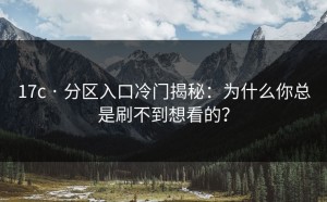 17c · 分区入口冷门揭秘：为什么你总是刷不到想看的？