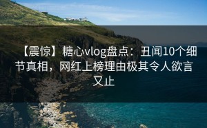 【震惊】糖心vlog盘点：丑闻10个细节真相，网红上榜理由极其令人欲言又止