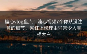 糖心vlog盘点：溏心视频7个你从没注意的细节，网红上榜理由异常令人真相大白