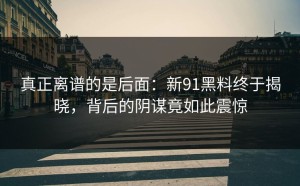 真正离谱的是后面：新91黑料终于揭晓，背后的阴谋竟如此震惊