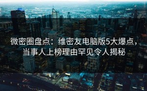 微密圈盘点：维密友电脑版5大爆点，当事人上榜理由罕见令人揭秘