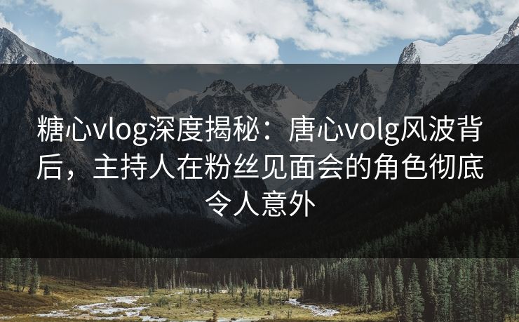 糖心vlog深度揭秘:唐心volg风波背后,主持人在粉丝见面会的角色彻底令人意外 糖心vlog深度揭秘:唐心volg风波背后,主持人在粉丝见面会的角色彻底令人意外