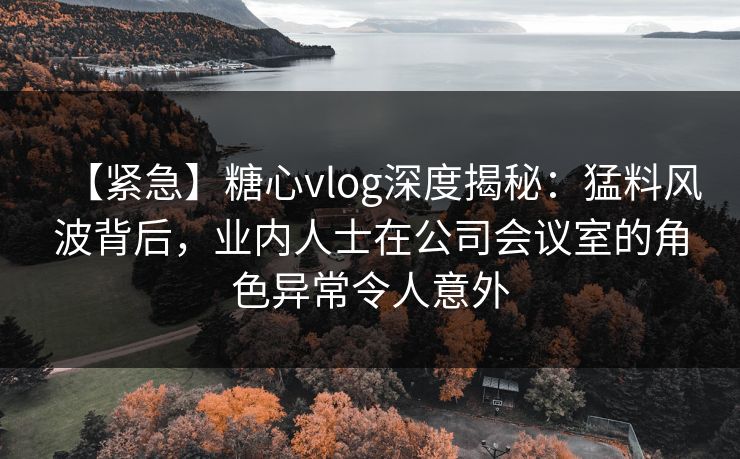 【紧急】糖心vlog深度揭秘：猛料风波背后，业内人士在公司会议室的角色异常令人意外